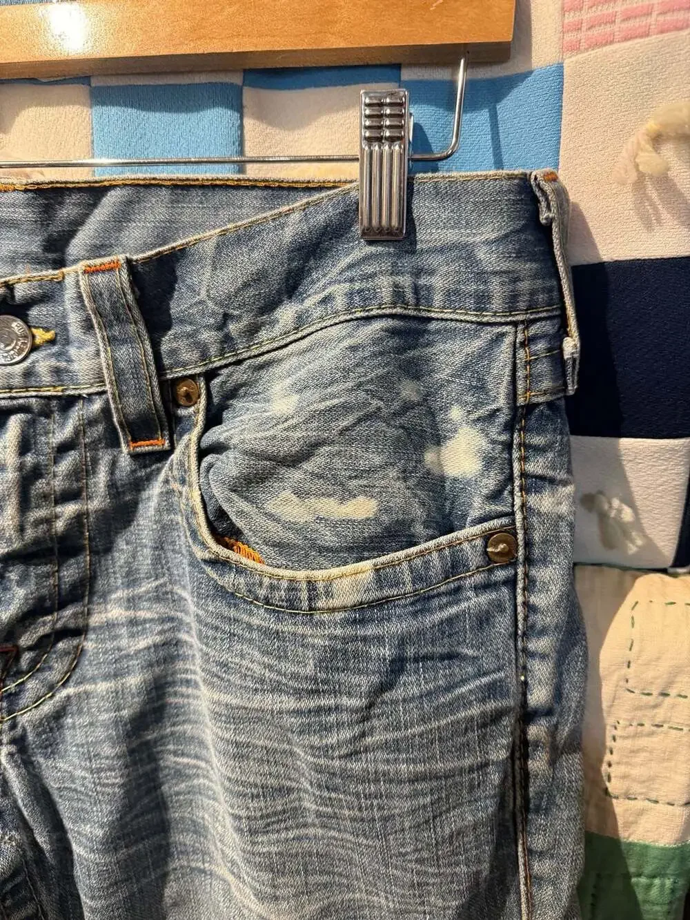 True Religion Billy Distressed Koi Fish Embroidered Pocket Jeans